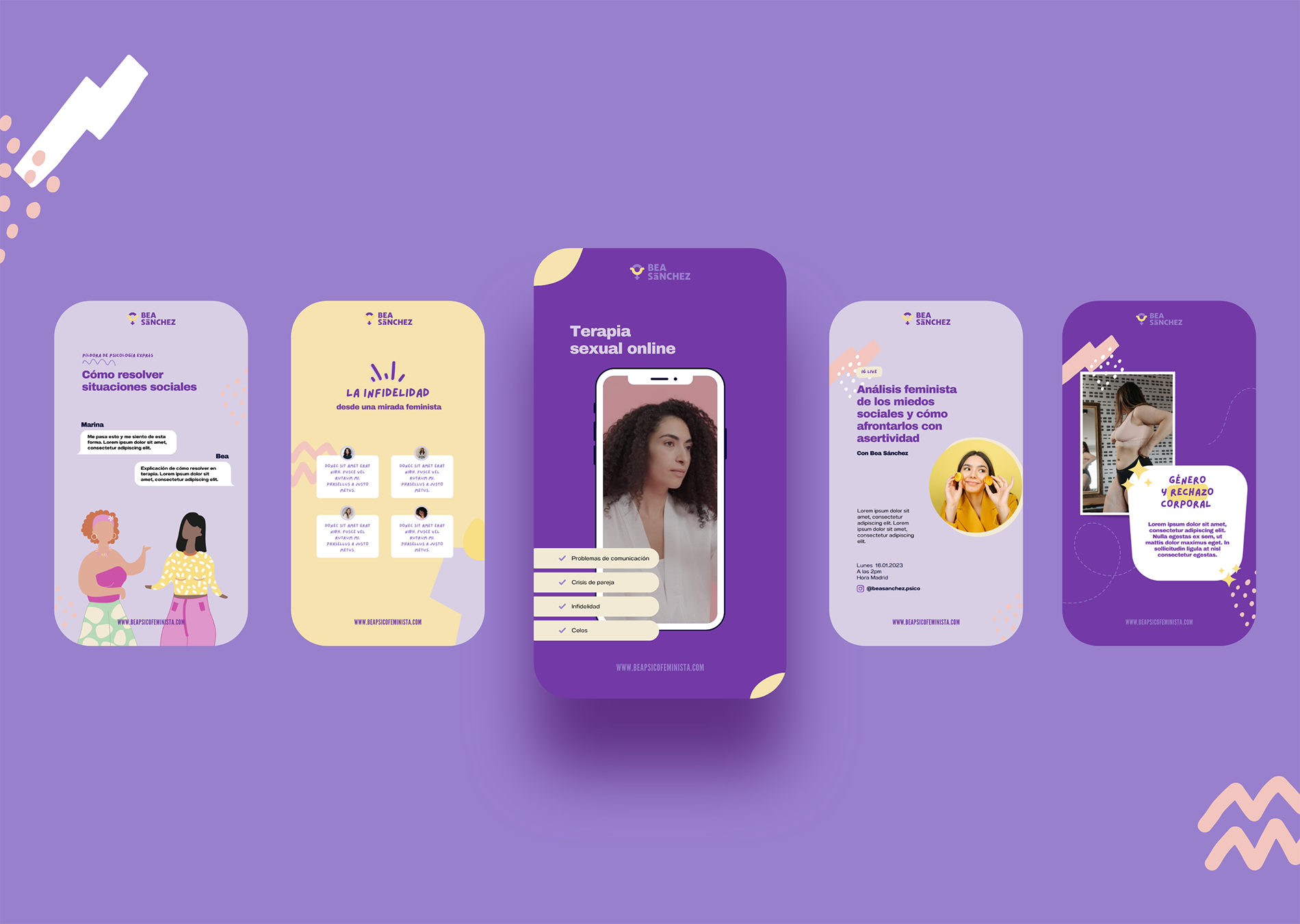 Diseño de branding corporativo en Instagram de Bea Sánchez sexóloga