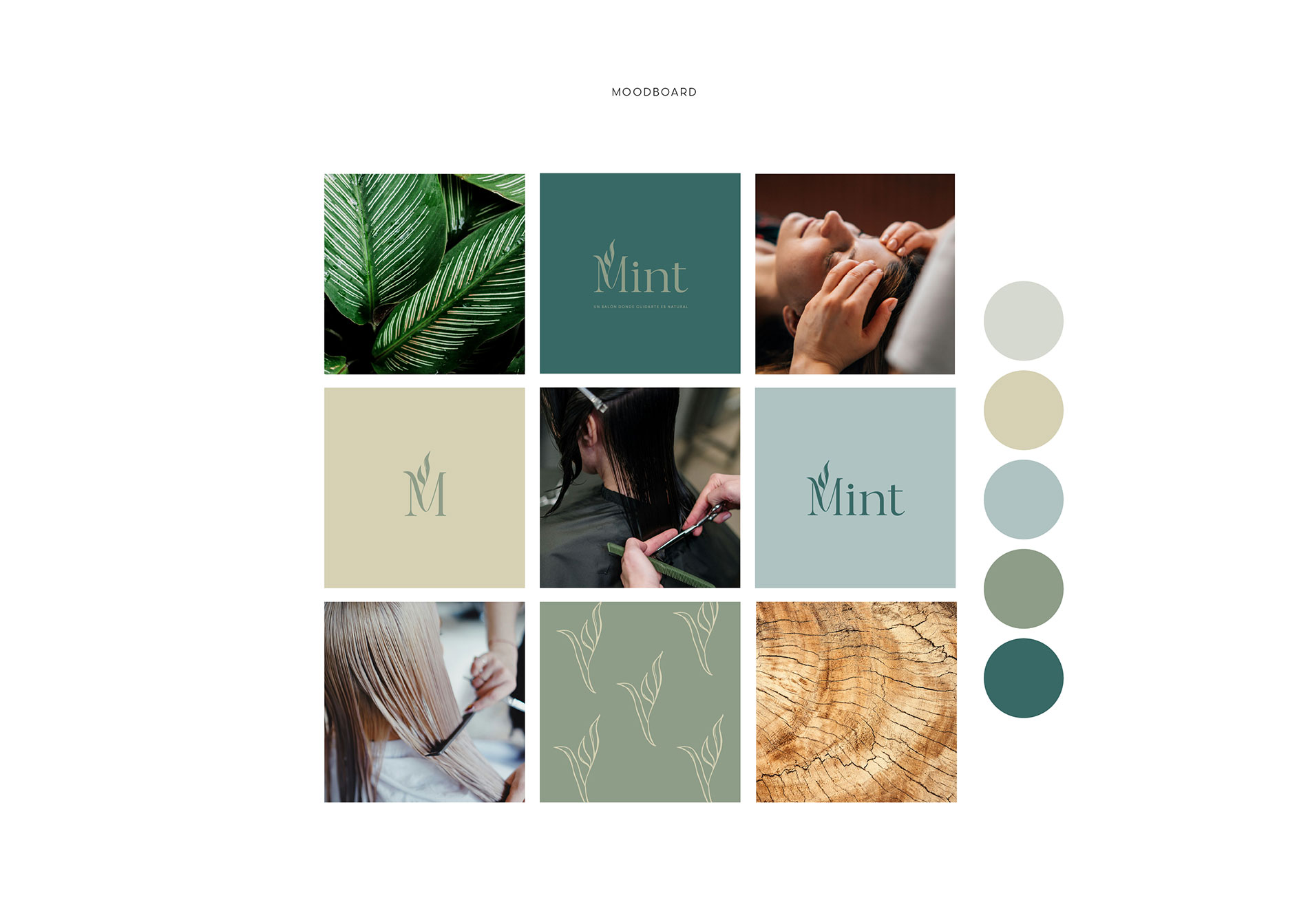 LaKarulina - Moodboard con inspiración orgánica para el branding de un salón de belleza natural.