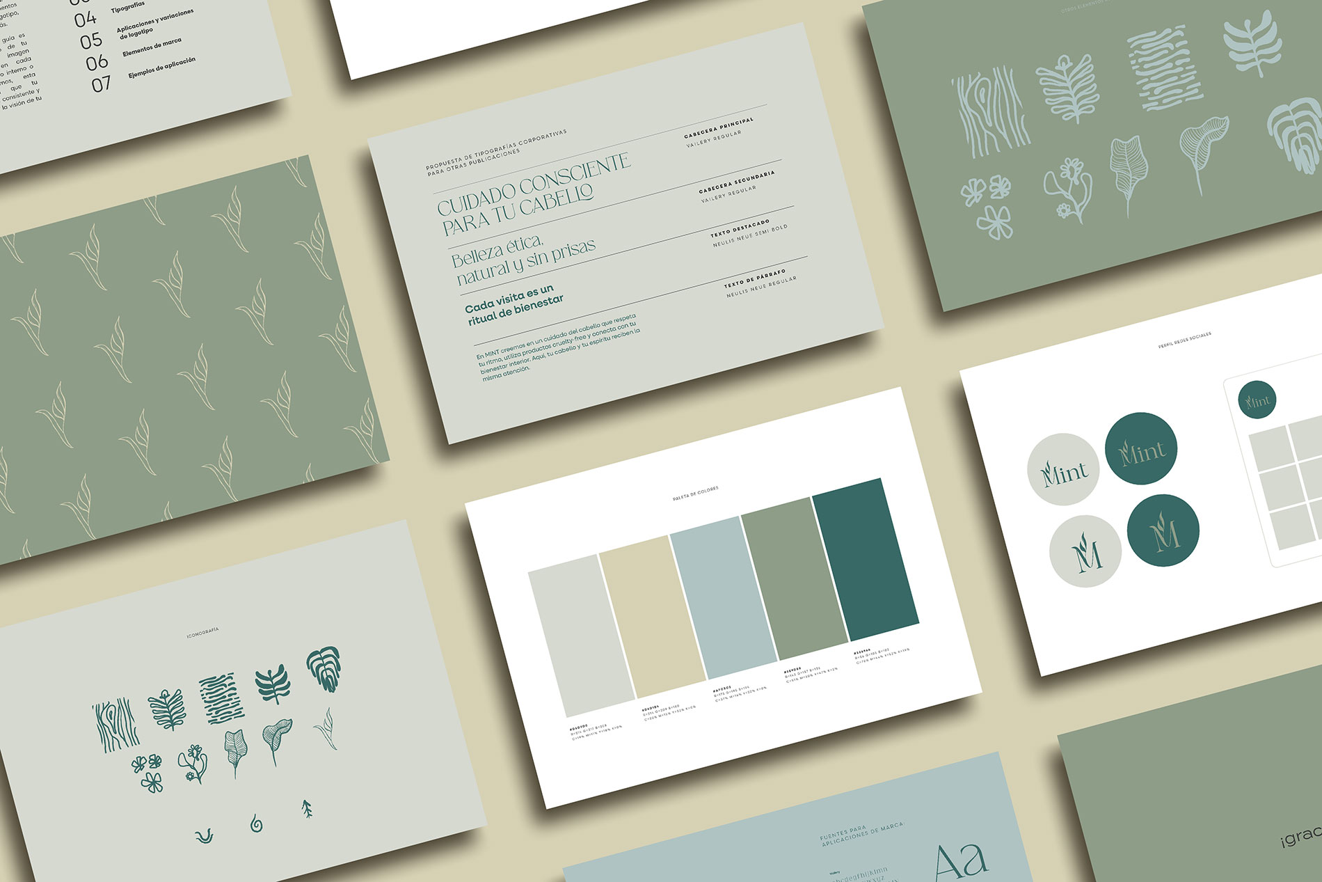 LaKarulina - Páginas del manual de marca de MINT con lineamientos de identidad visual.